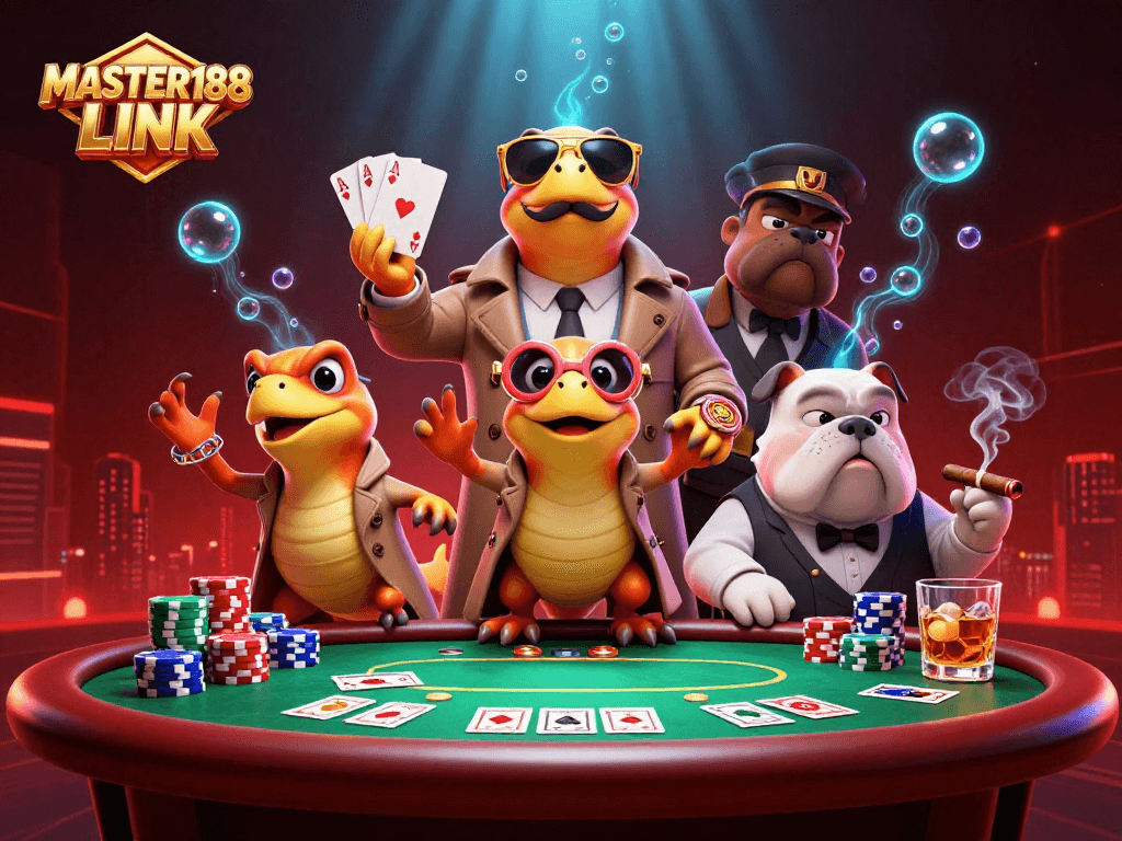 Experience the thrill at MASTER188 LINK with raptors sneaking into a VIP casino lounge.