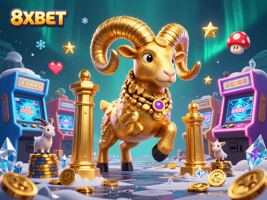 Experience the excitement of 8XBET through a vibrant 3D illustration showcasing casino gaming elements.