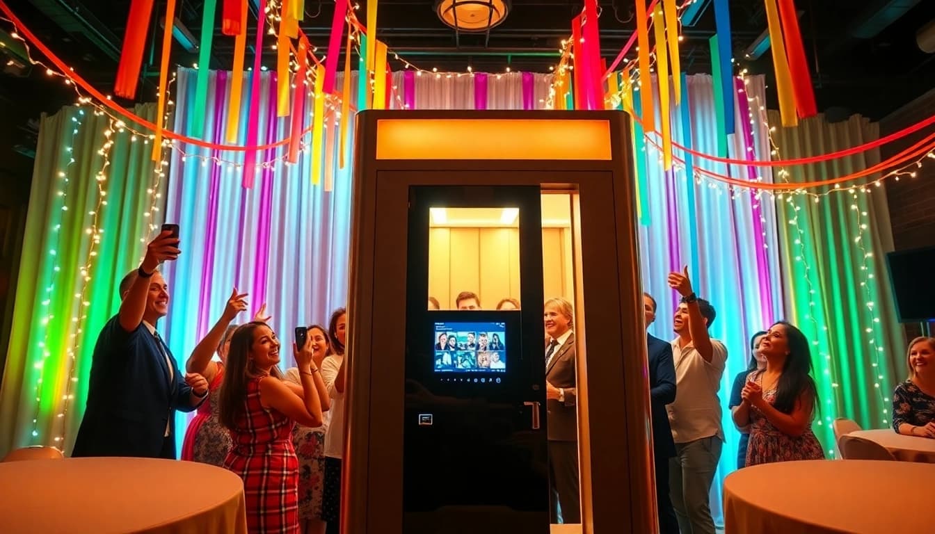 Capture the memories with a vibrant photo booth rental chicago setup at a Chicago event.