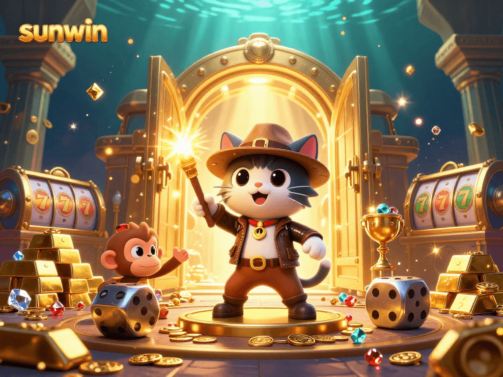 Experience the thrill of sunwin casino with an adventure featuring an archaeologist cat and treasures.