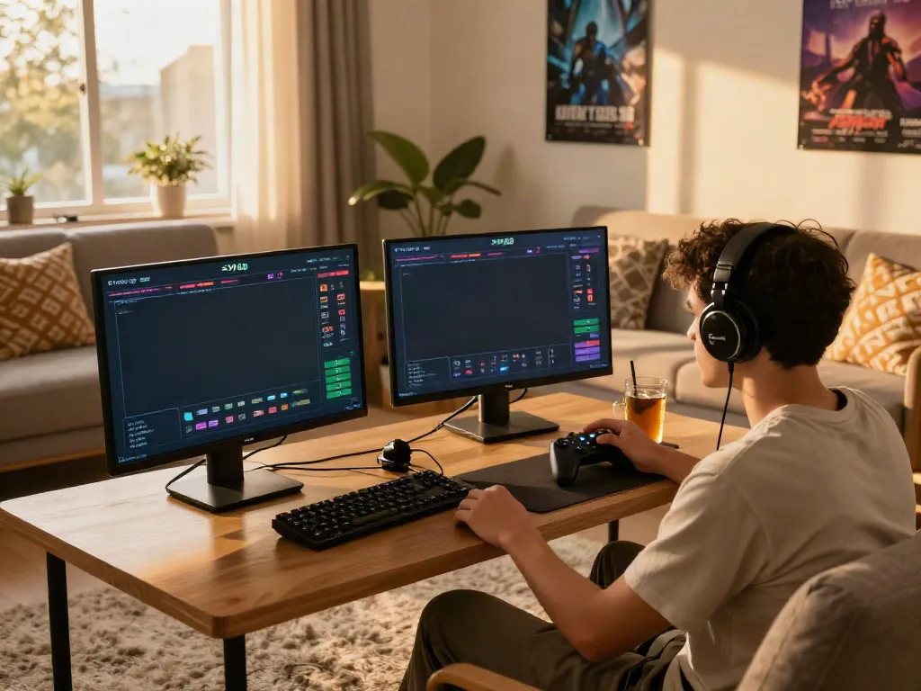 Engaging gaming experience with SV88 gaming interface in a cozy living room.