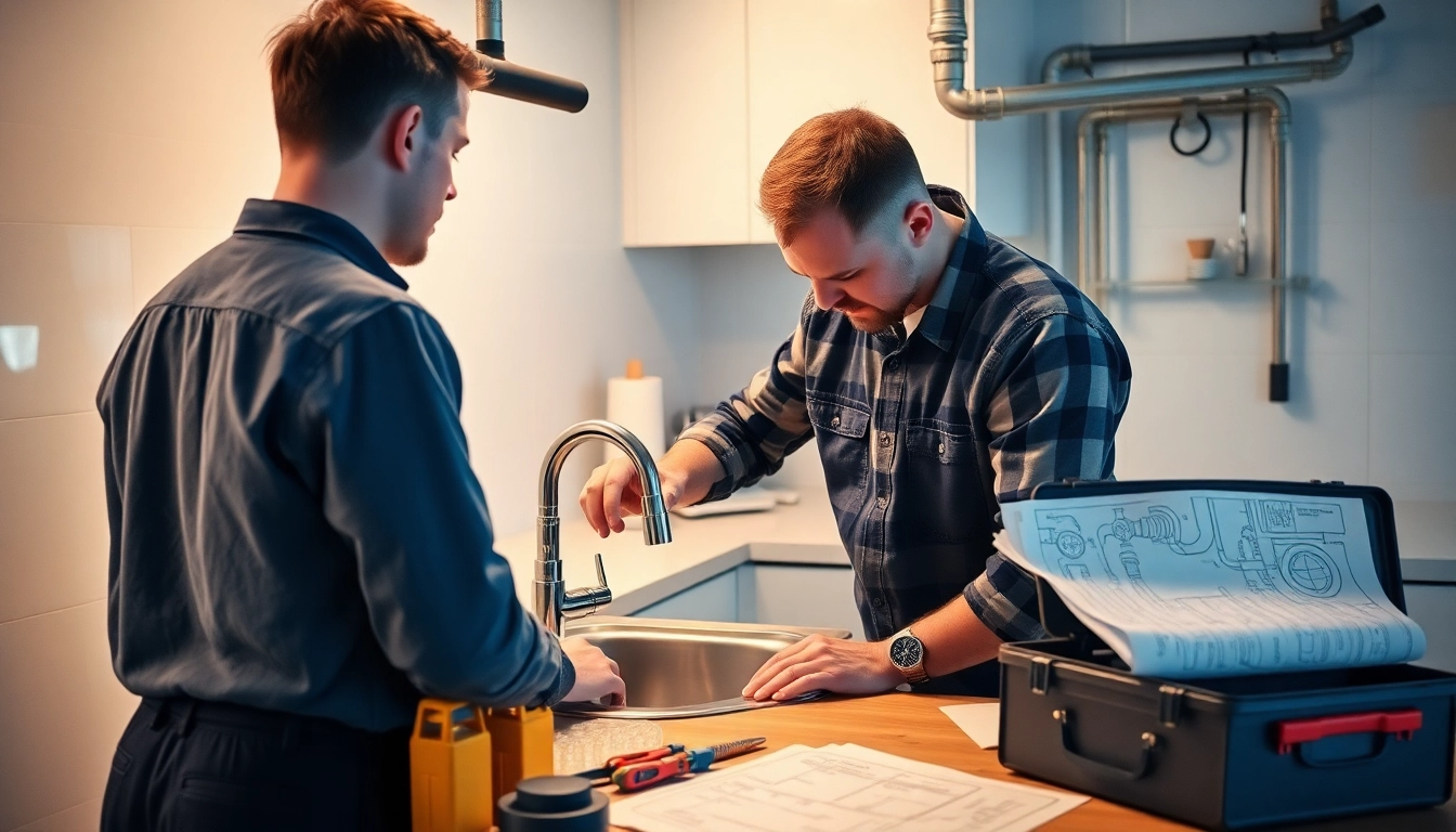 Find a skilled plumber near me repairing a kitchen sink with a professional touch.