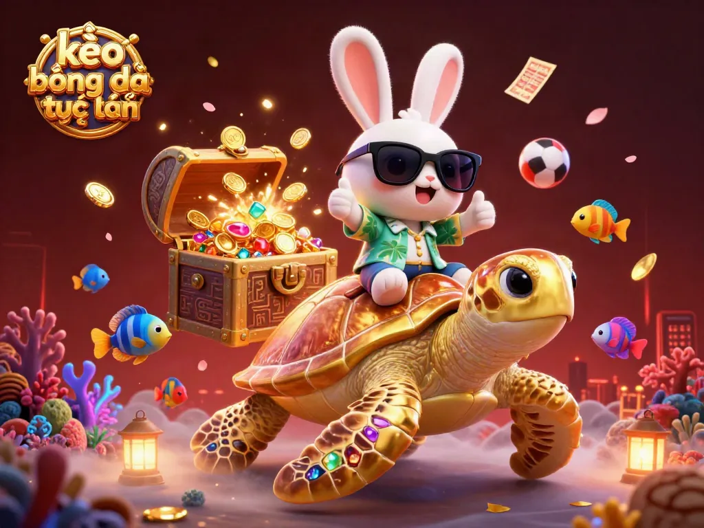 Kèo bóng đá trực tuyến cùng chú thỏ may mắn và rùa vàng trong khung cảnh 3D đầy màu sắc
