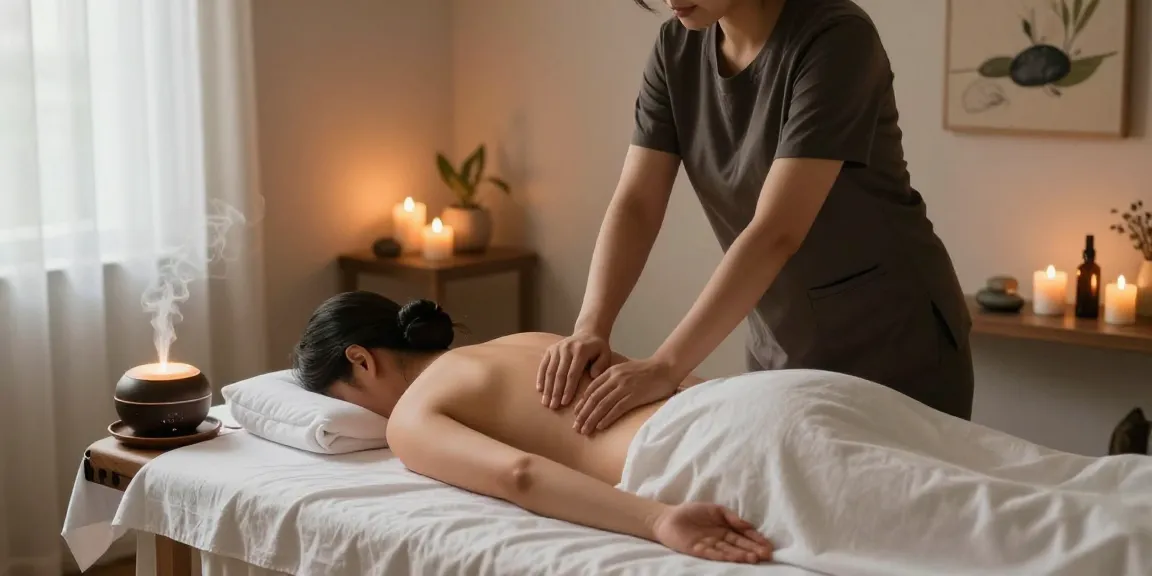 남양주출장마사지 in a tranquil therapy room with calming ambiance and soothing elements.