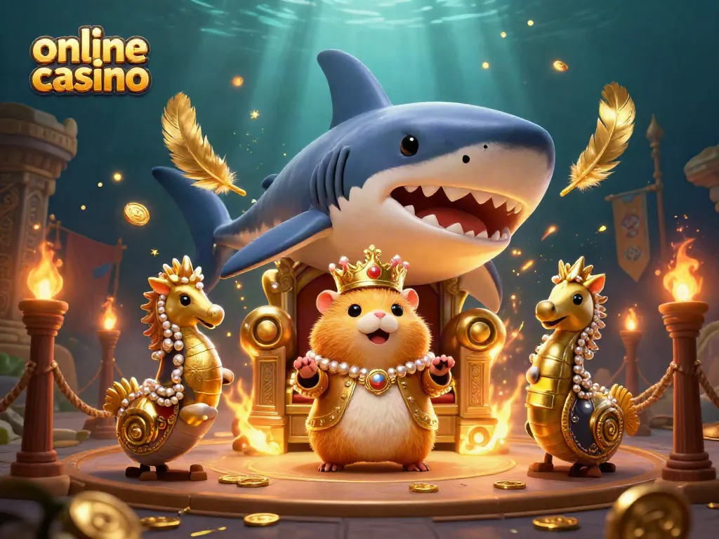 Realiza apuestas emocionantes en un casino online rodeado de lujosos detalles y personajes animados.