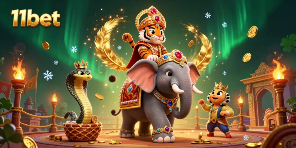 Experience the thrill of betting with 11bet in this vibrant 3D casino scene.