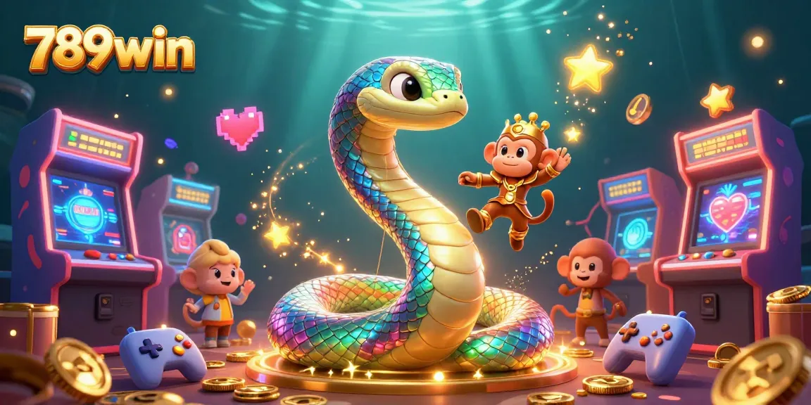 Engage in thrilling gameplay at 789win as a colorful serpent and monkey king guide players through exciting casino adventures.