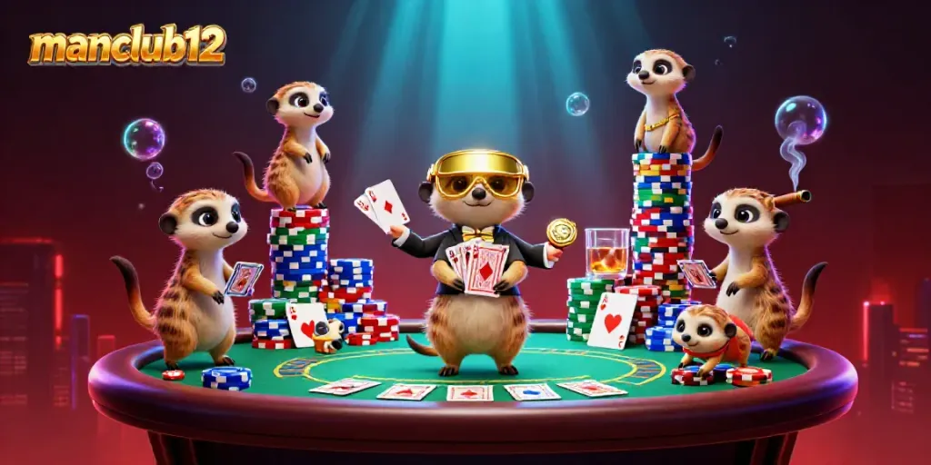Win big at manclub12's vibrant meerkat casino, showcasing thrilling poker action and dynamic gameplay.