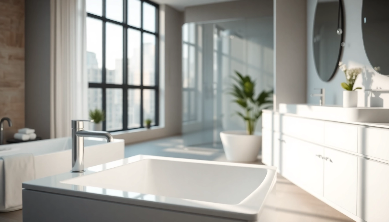 Optimale sonni sanitär Produkte in einem modernen Badezimmer-Setup präsentieren.