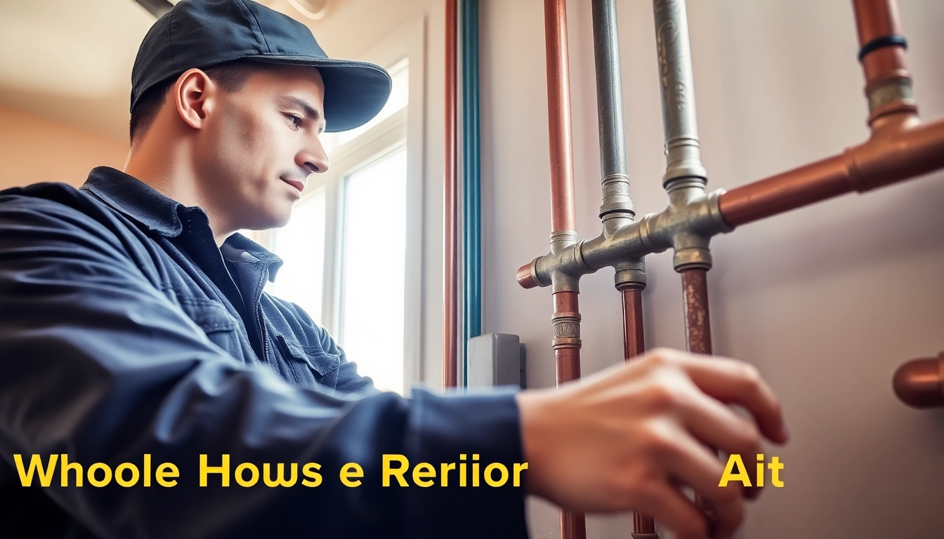 Expert conducting whole house repiping services Tampa, highlighting plumbing solutions in a home environment.