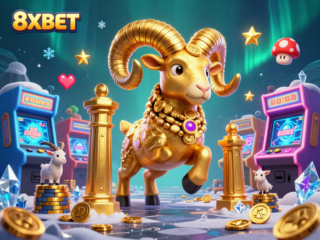 Experience the excitement of 8XBET through a vibrant 3D illustration showcasing casino gaming elements.