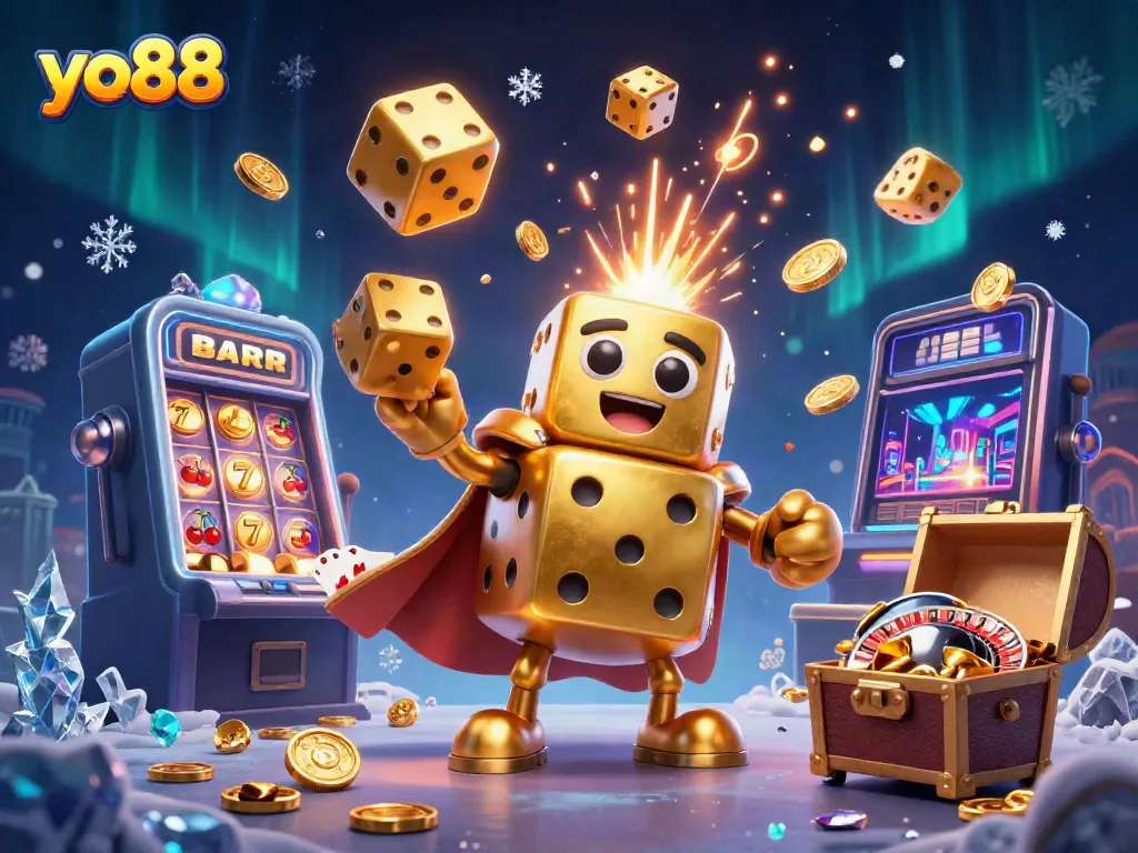Experience thrilling gameplay at yo88 with golden dice and vibrant casino elements.