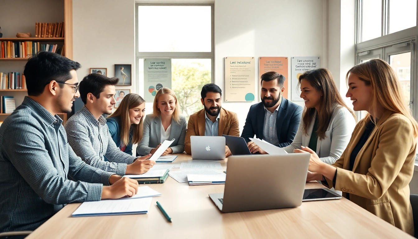 Certification help providers collaborating in a modern office space.