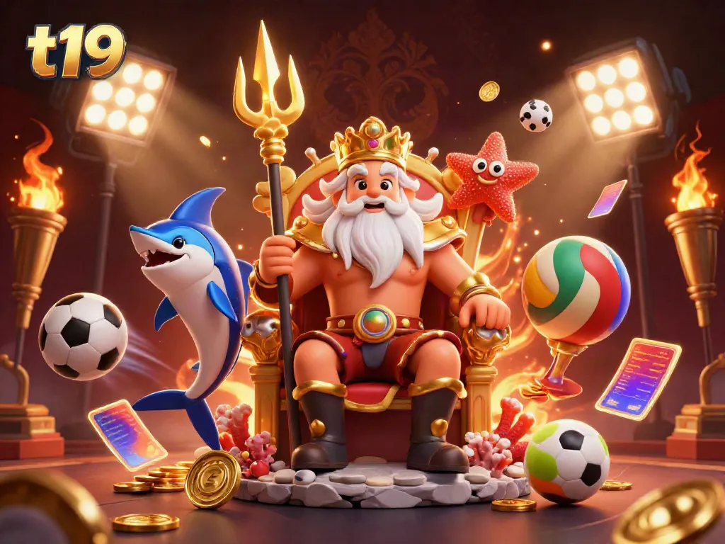Engage in thrilling gameplay with t19's exciting casino elements featuring sea king Neptune.