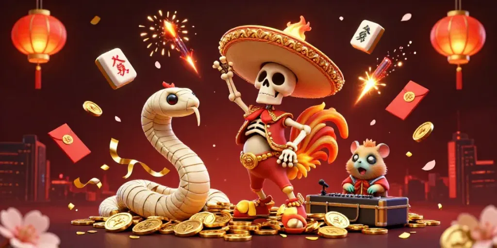 Experience thrilling nohu gameplay with a vibrant 3D illustration capturing a festive casino atmosphere.