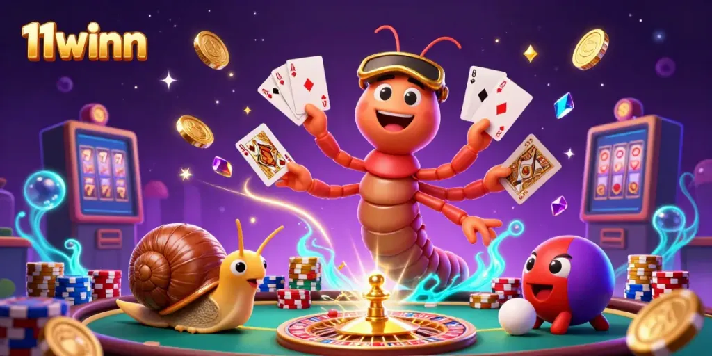 Experience the excitement of 11winn with a vibrant 3D casino scene showcasing a lively dealer and players engaged in thrilling gameplay.