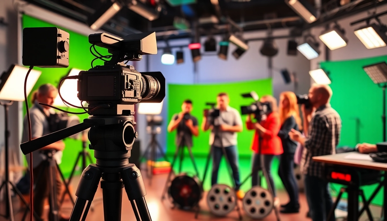 Dynamic collaboration in Professional Video Production captured in a vibrant studio.