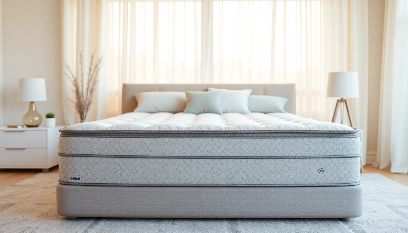 A cozy queen size mattress in a stylish bedroom setting with plush decor.