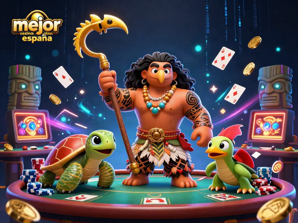 Captura de la emoción en el mejor casino online España con personajes y elementos de juego dinámicos.