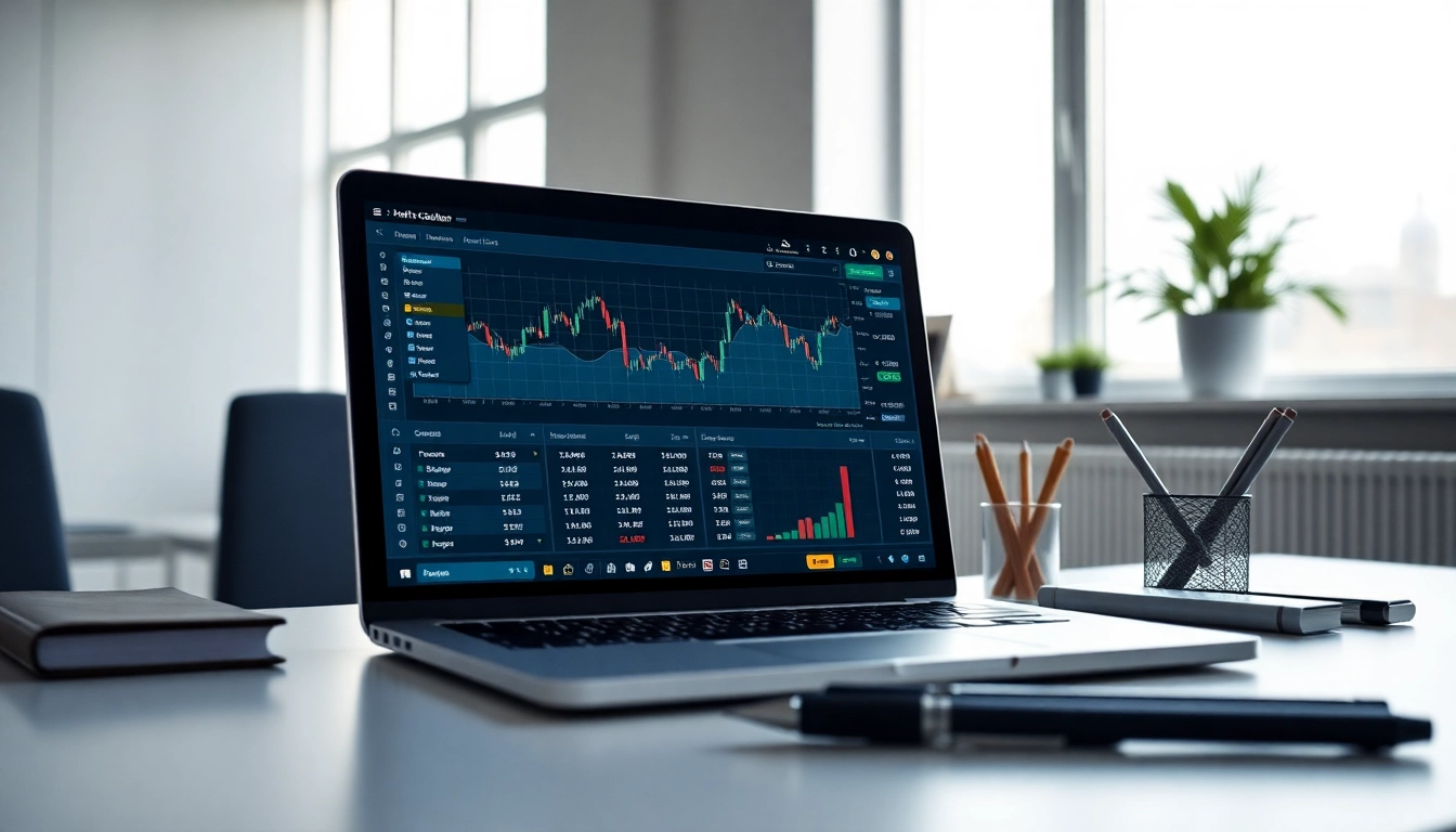 Interact with an advanced Arbitrage Calculator showcased on a laptop, emphasizing financial analysis and data visualization.