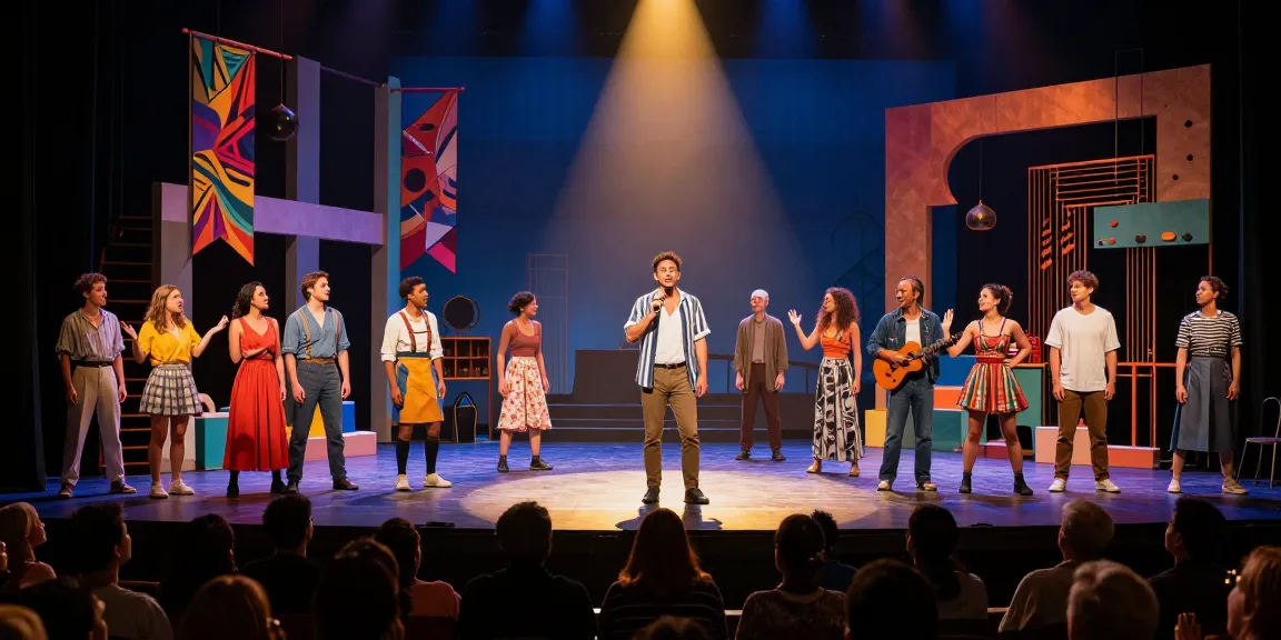 An engaging live performance of ROKOK88 showcasing diverse actors on stage, highlighting modern theatre's creativity and energy.