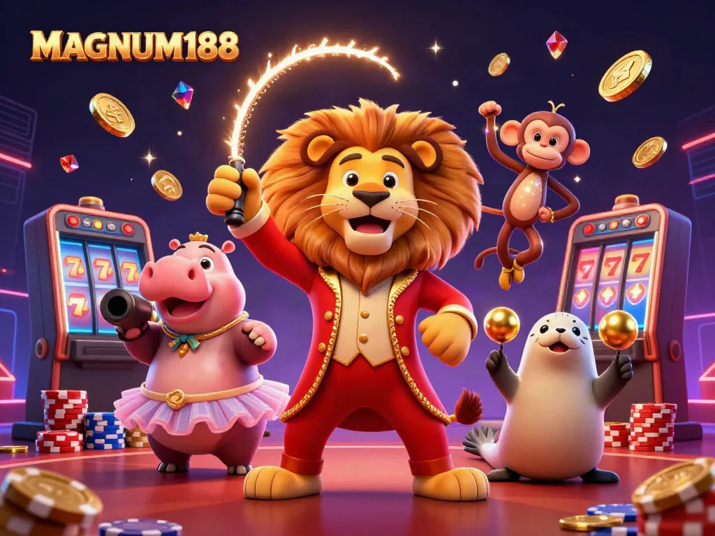 Engage in thrilling wins with MAGNUM188 through vibrant casino characters and dynamic game elements.