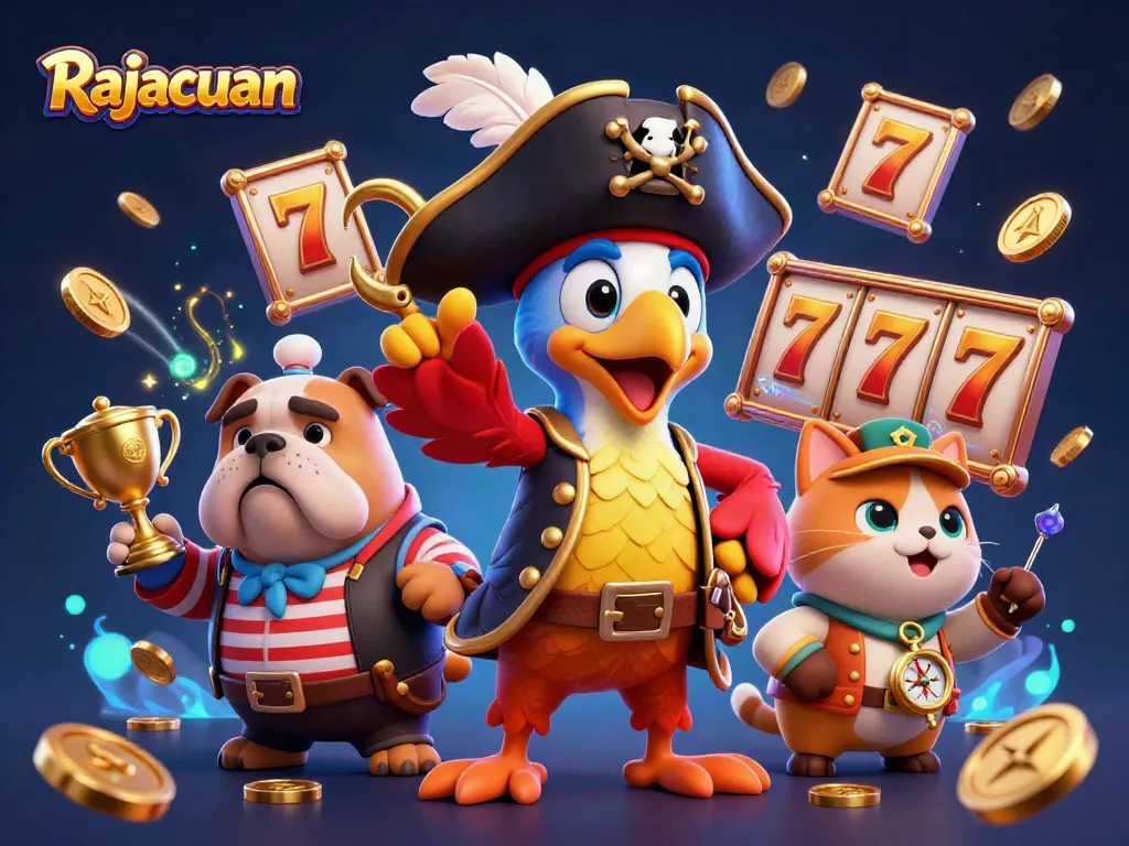 Play exciting slot games at Rajacuan with dynamic characters, jackpots, and vibrant casino elements.