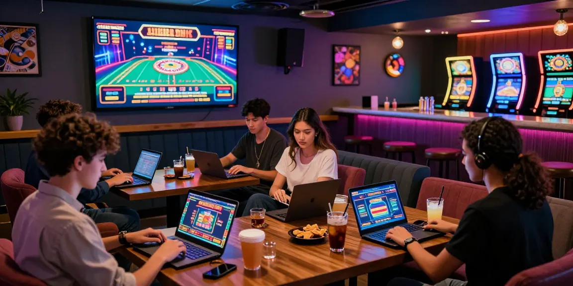 Engaged players enjoying games at the best non UK casinos in a vibrant lounge setting.
