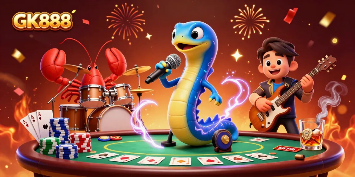 Experience the excitement of GK888 in an underwater casino scene, with vibrant characters and rich gaming elements.