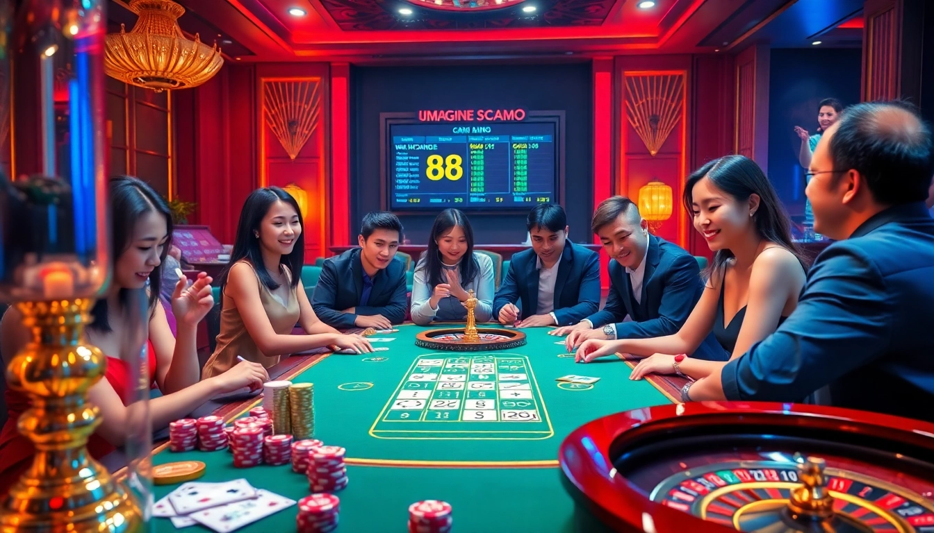 Engage with 68 game bài at an elegant casino table showcasing vibrant poker chips and playing cards.