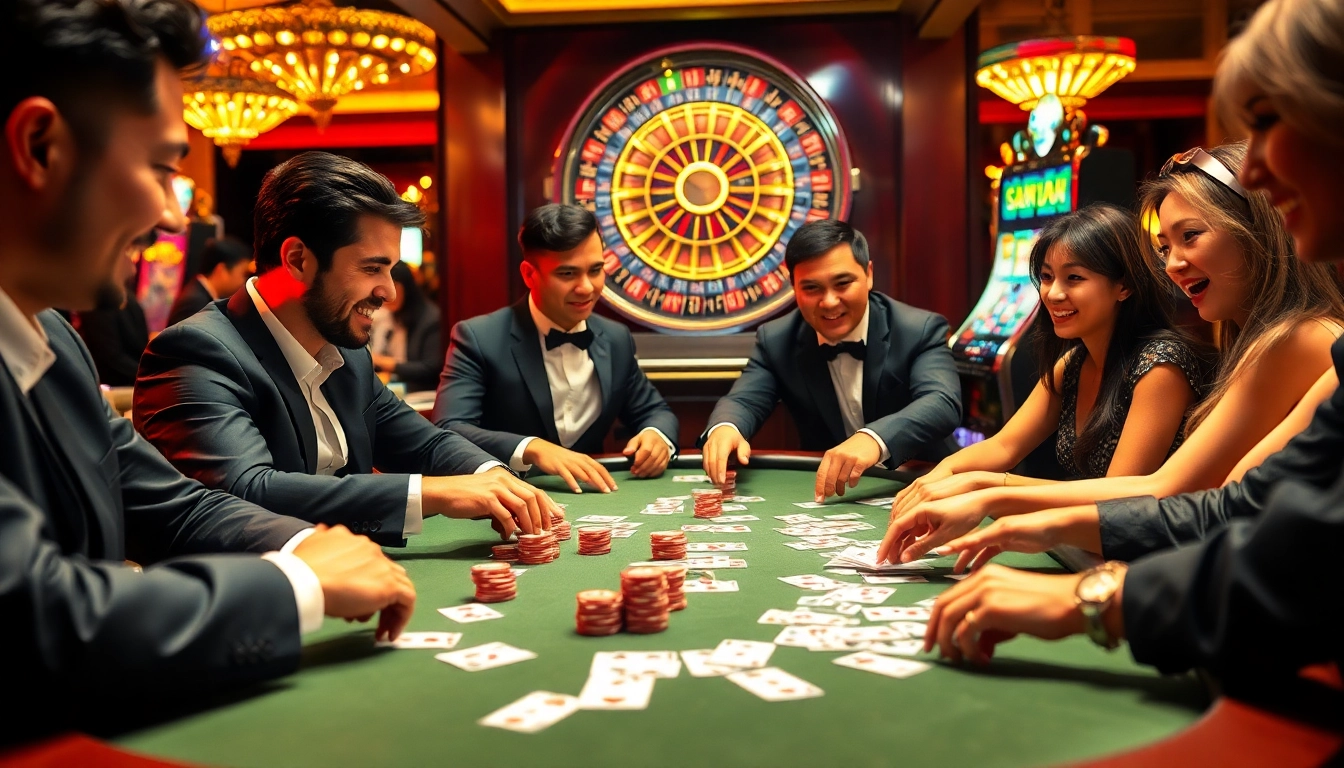 Engage in the excitement of 68 game bài at a luxury casino card table filled with vibrant poker chips.