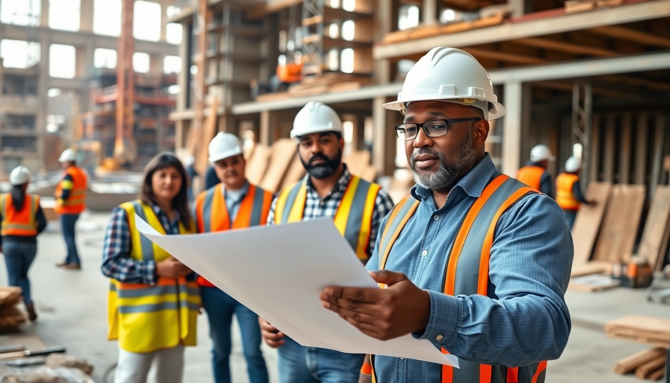 Experienced Manhattan Commercial General Contractor collaborating with a diverse team on-site.