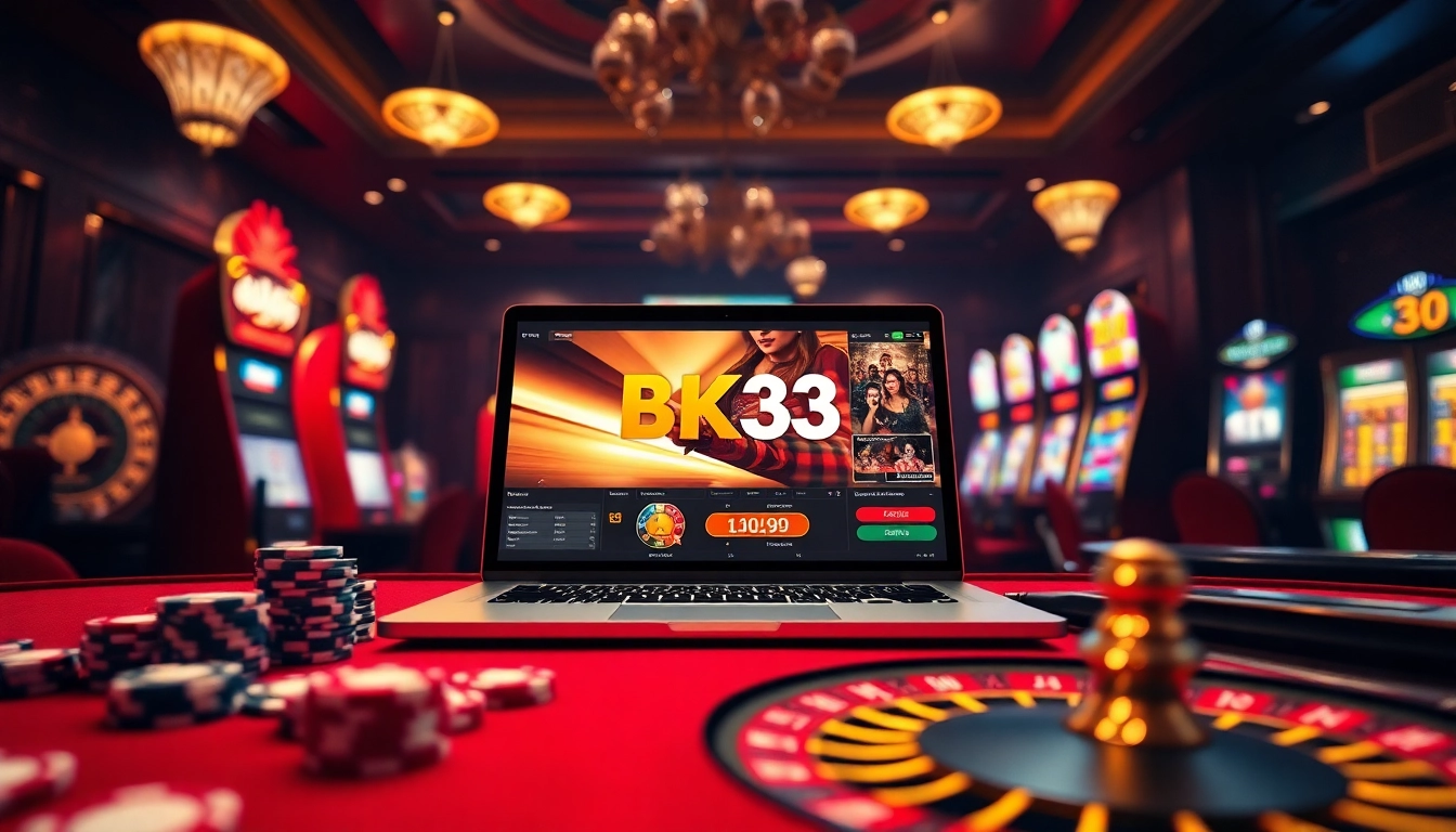 BK33 enhancing gaming excitement with an immersive casino experience on a laptop screen