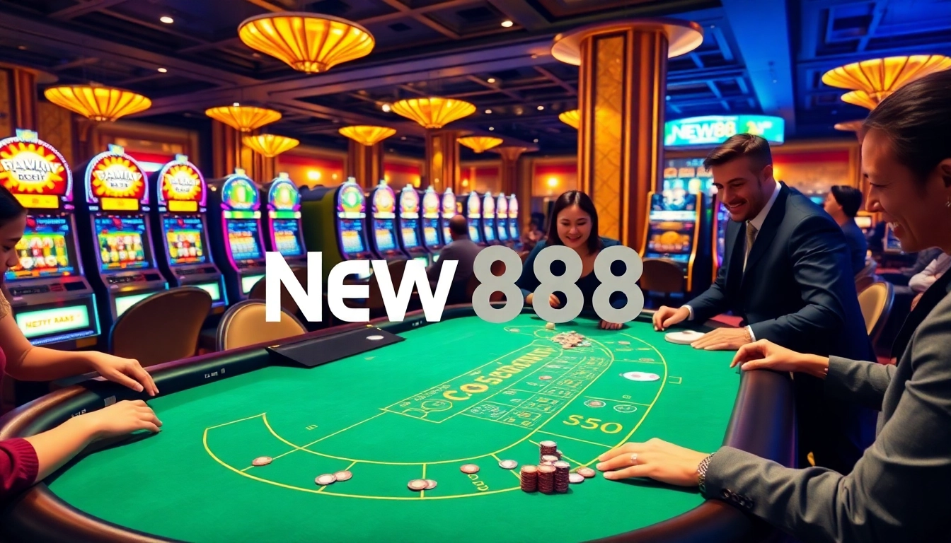 Experience thrilling gaming action with NEW88 at a vibrant casino table.