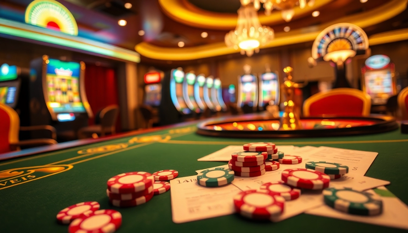 Haywin's luxurious casino environment with vibrant slot machines, elegant cards, and high-stakes poker.