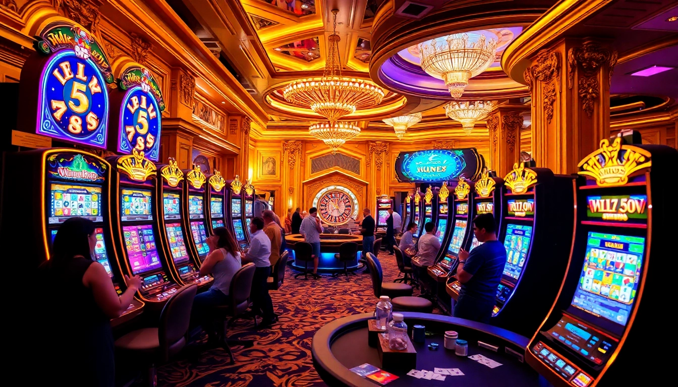 Experience the thrill of slot777 at a vibrant casino with exciting slot machines and lively players.
