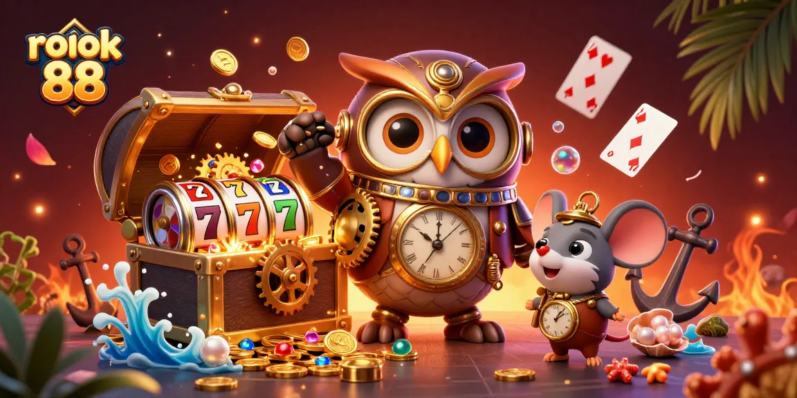 Play slots with exciting rokok 88 elements in this dynamic gaming illustration featuring vibrant casino motifs.