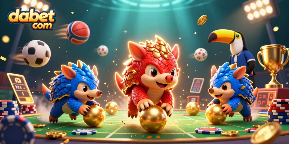 Engage with dabet com through a vibrant scene of pangolins competing amidst casino thrills.