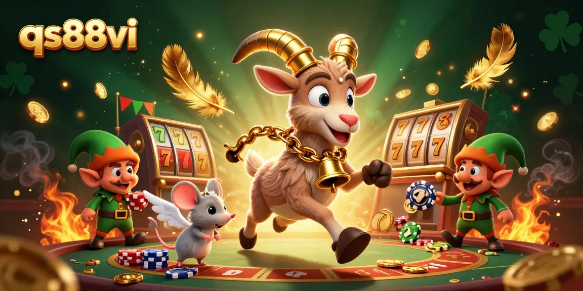 Experience qs88vi like never before, with a festive casino scene showcasing chaotic characters and exciting gambling elements.