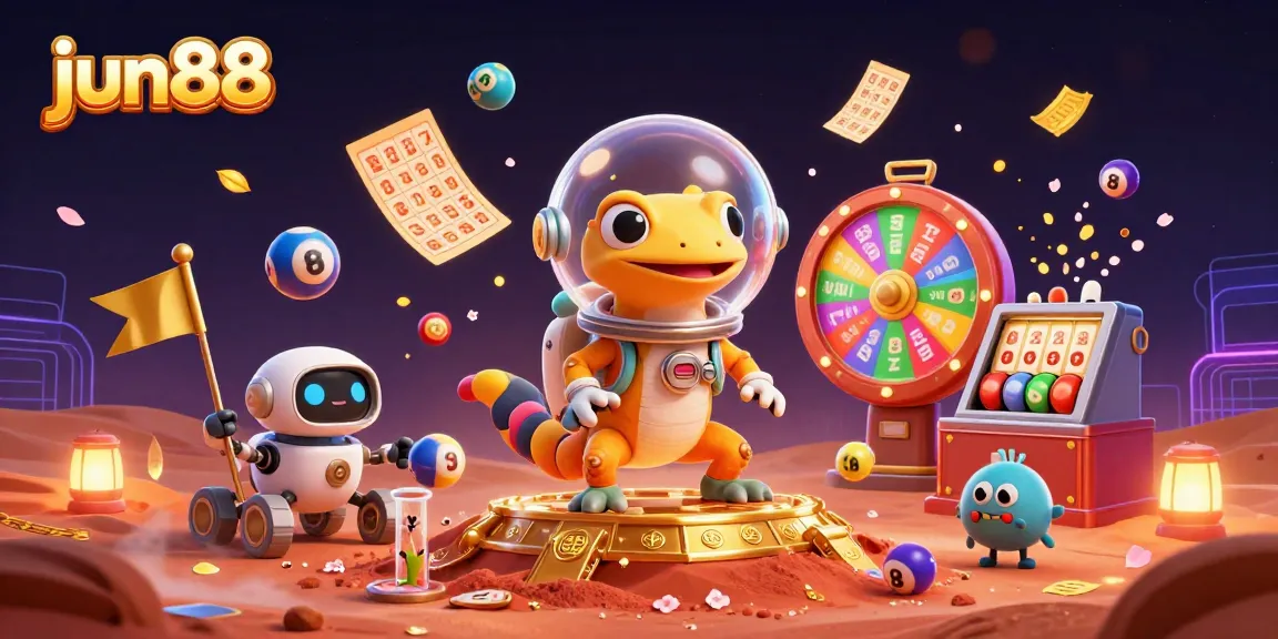 Win big at jun88 with a vibrant 3D casino experience featuring a Martian gecko.